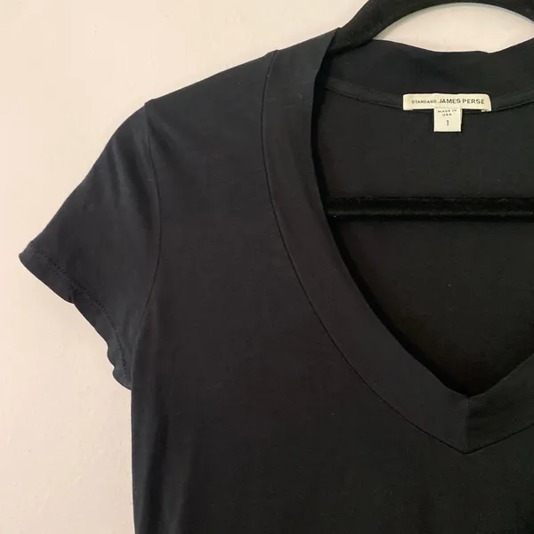Standard James Perse Black V-neck T-Shirt Short Sleeve Tee Cotton size 1 / Small - Image 3
