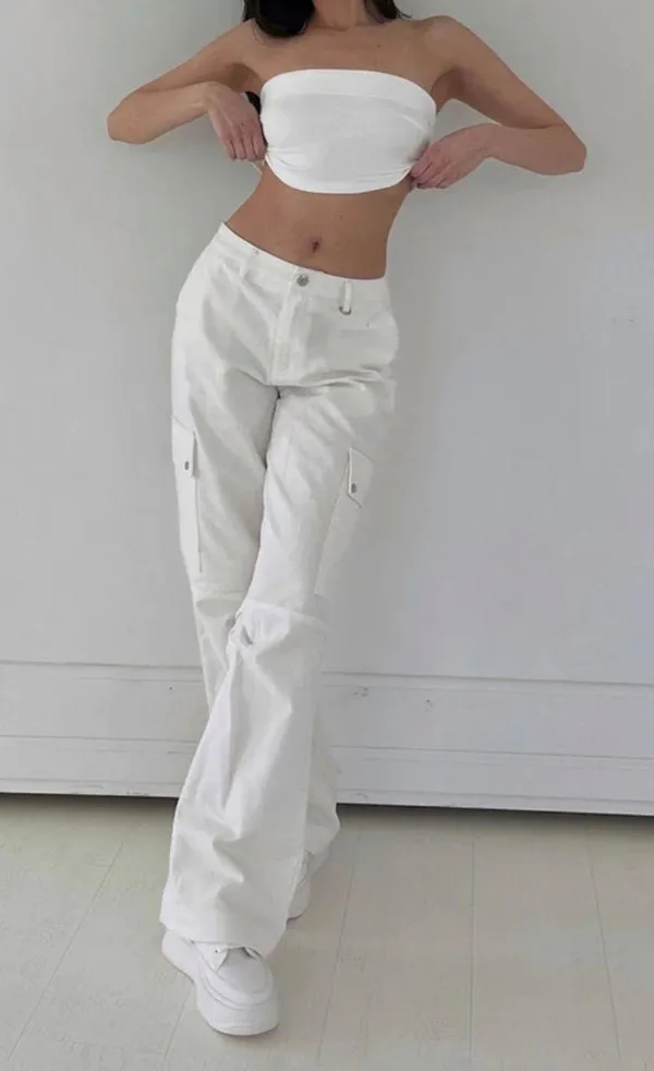 Princess Polly White Cargo Pants - Image 3