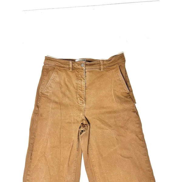 Everlane High Waist Cropped Wide Leg Regular Pants Camel 14 - Image 10
