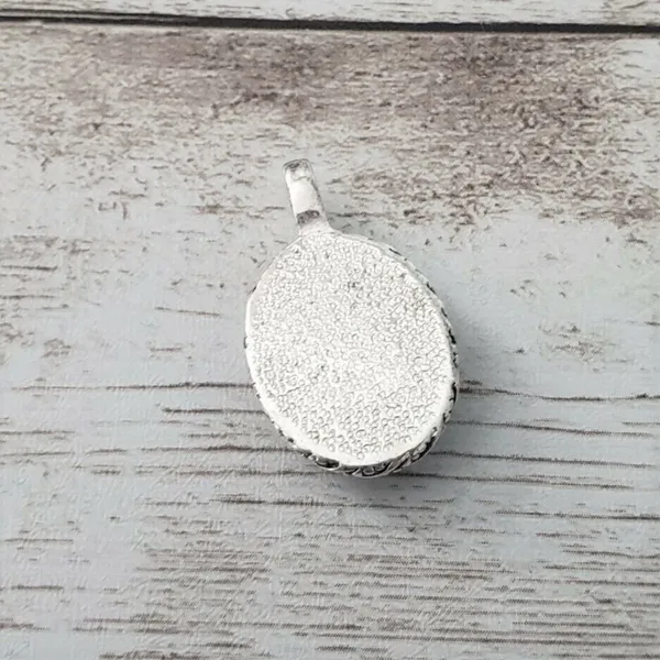 Vintage Pendant - Midnight Blue with Silver Tone Halo - No Chain Included - Image 3