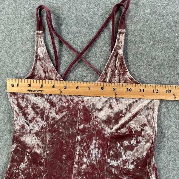 American Eagle Outfitters Crushed Velvet Strappy Mini Dress Size XXS Purple - Image 3
