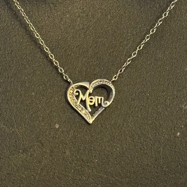 925 Silver dainty open heart Mom necklace - Image 5