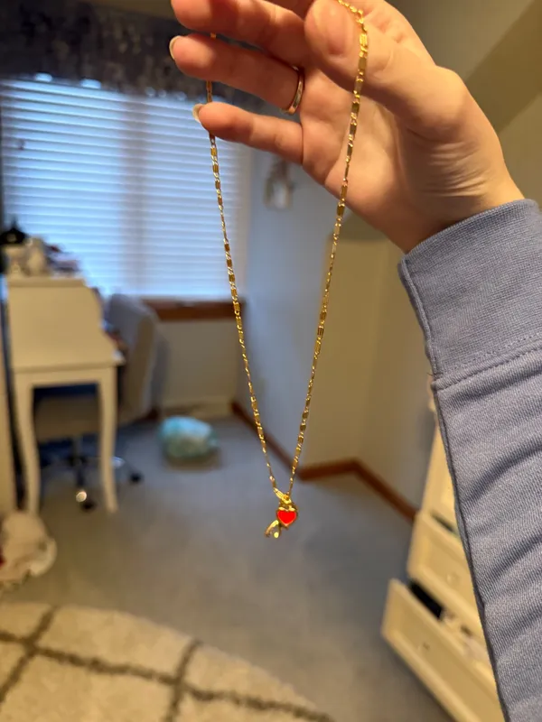 Gold teddy bear and heart necklace from evry jewels - Image 2