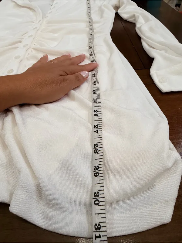 NWT Babyboo Fashion Kyesha Mini Dress White Ivory Ruched Button Front Size M NEW - Image 3