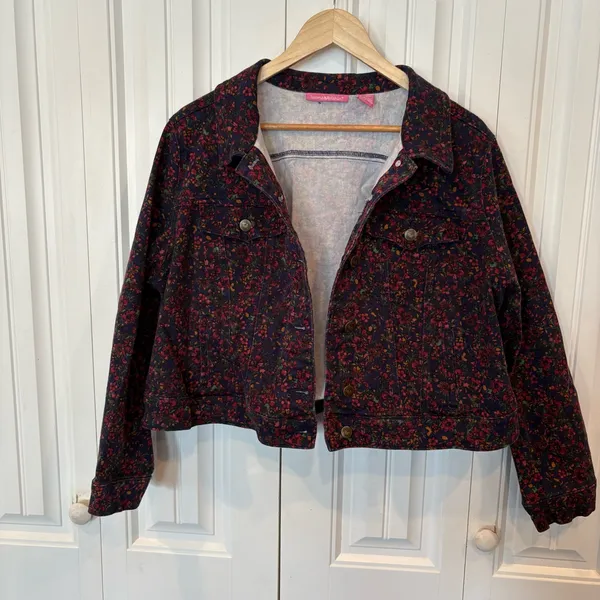 Woman Within Floral Denim Jacket And Jeans Set Size 12W/16W‎ - Image 2