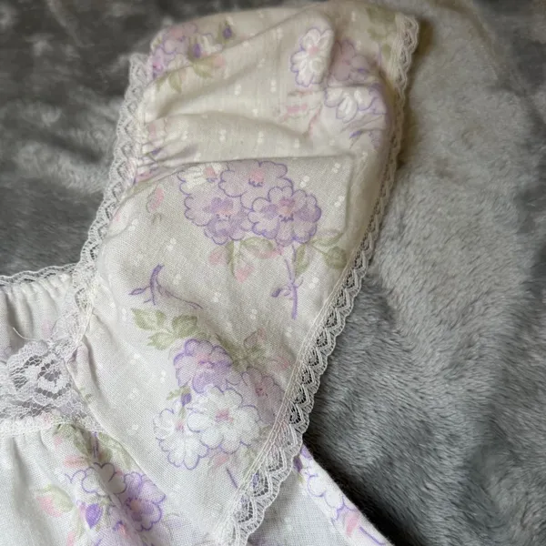 Vintage Womens Size Medium Floral Nightgown Robe Set Purple Lace Made in USA - Image 13