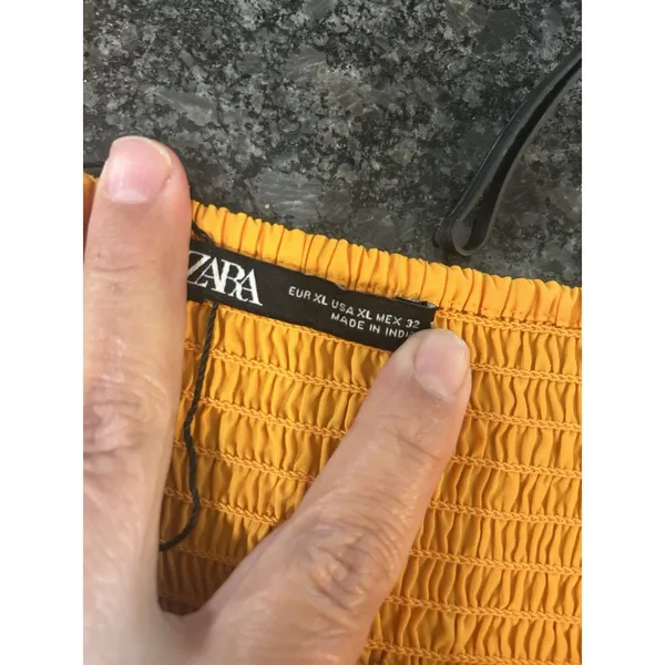 ZARA Women’s Orange Strappy Poplin Ruffle Dress Size XL Sundress Summer Cottage - Image 7