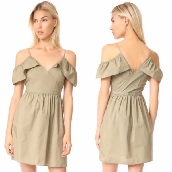 Madewell Khaki Olive Green Cold Shoulder Cotton Neutral Minimalist Sundress 4 - Image 2