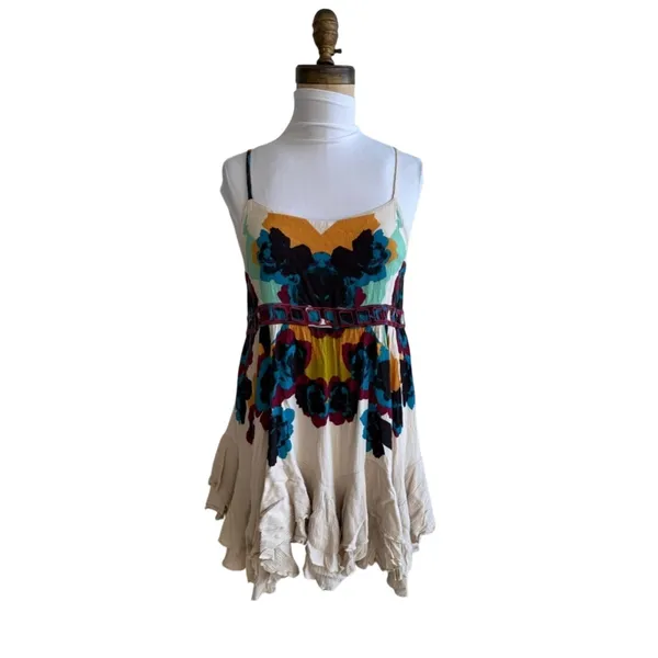 Free People Women's Sweet Lucy Slip Sun Dress Embroidered Tasseled Size XS Multi - Image 3