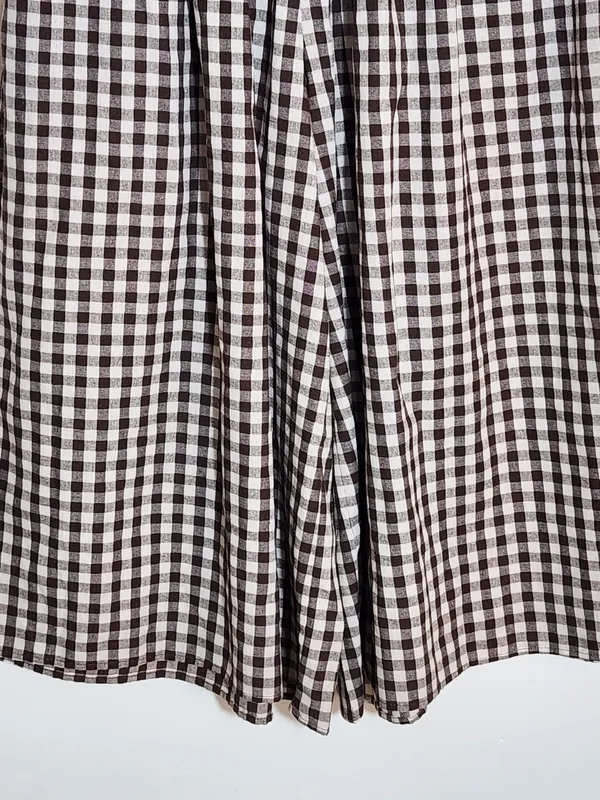 Chow Yatou Brown and Cream Gingham Check Wide Leg Cropped Pants Size XL NWT - Image 5