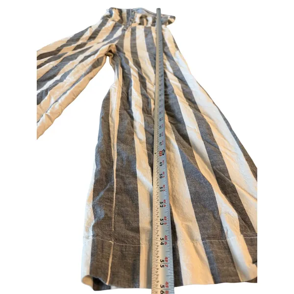Striped Wide Leg Jumpsuit Womens Grey White Button Front Sleeveless Summer XL - Image 2