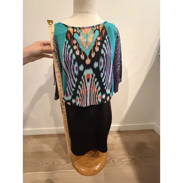 Roz & Ali Womens Multi Color Ikat Print Blouson Sheath Dress Size 12 - Image 2