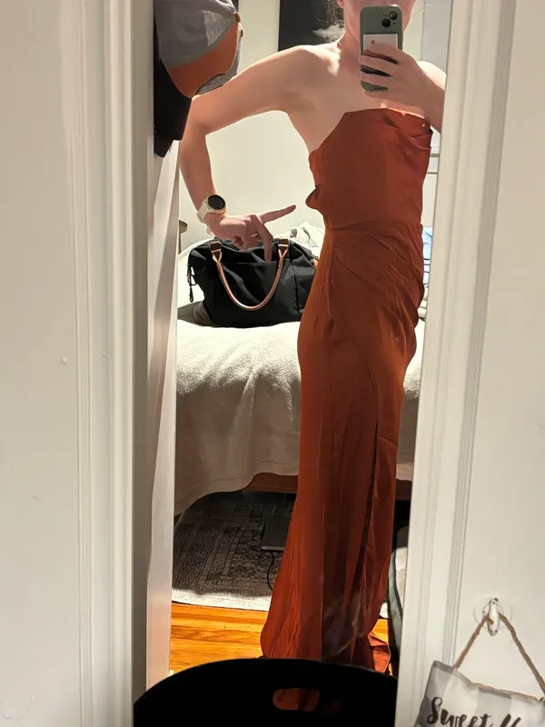 Azazie Burnt Orange Dress - Image 3