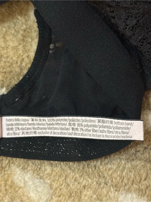 Victoria’s Secret Lightly Lined Demi Bra Black Lace Logo Band 34DD - Image 10