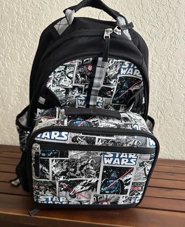 Star Wars Backpack Pottery Barn Kids Black White Cartoon - Image 2