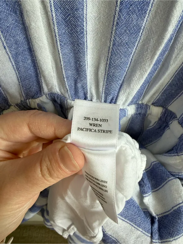Rails Wren Pacifica Stripe Linen Blend Kaftan Dress Blue White Size Medium - Image 12