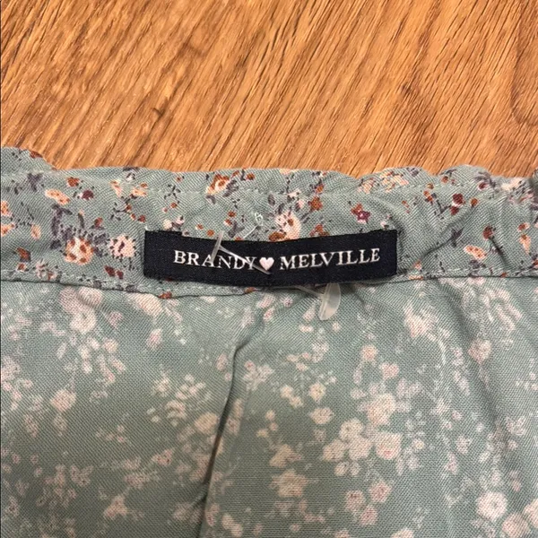 Brandy Melville O/S Sage Green Kenzo Ditsy Floral Ruffle Mini Skirt Drawstring - Image 6