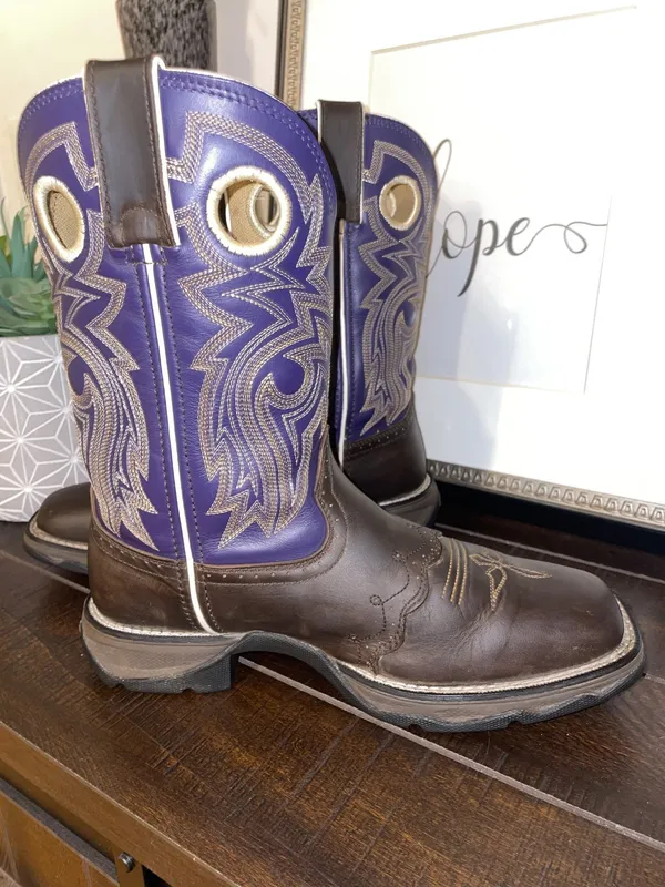 Durango Lady Rebel Purple Brown Western Cowboy Boots Womens 7.5 - Image 7