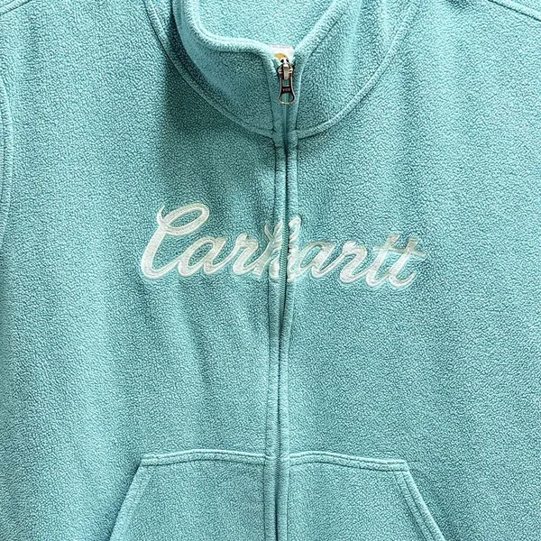 Carhartt Blue Fleece Vest Spell Out Full Zip Front Pockets Women’s Size 2XL - Image 2