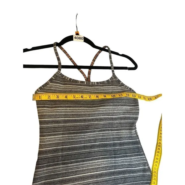 Lululemon y shaped power tank top activewear gray striped size 4 - Image 6