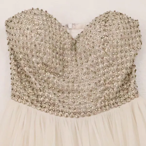Beaded Crystal Tulle‎ Strapless Gown Womens Size 0 Prom Formal Y2K Wedding Dress - Image 2