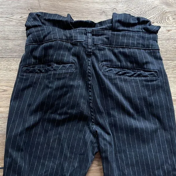Free People black pinstripe skinny high waisted pants, button fly - Image 4