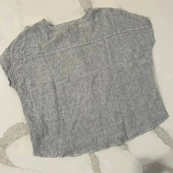Tahari Gray 100% Linen Oversized Shirt Dolman Sleeve Top Women's Small Casual - Image 4