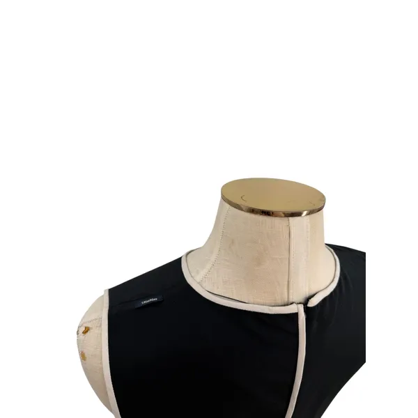 'S Max Mara Black Contrast Trim Shift Dress Sleeveless Italy Size US 6‎ - Image 7