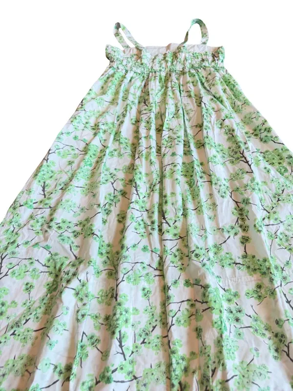 J. Crew Gathered Tank Midi Dress Lime Cherry Blossoms Smocked Cotton Size 8 NWT - Image 12