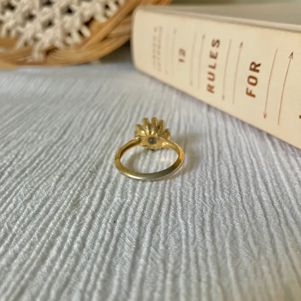 Avon Gold Solitaire Prong Halo Ring Promise Engagement Diamond Glam Classic Jewelry - Image 7