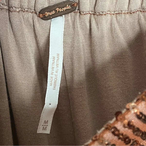 Free People Morelia Bronze Sequin Jogger Pants Sz M Shiny Sparkly Party Festival - Image 9