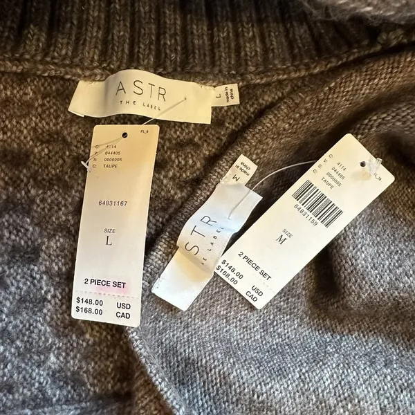 NWT Anthropologie ASTR The Label Taupe Cable-Knit Sweater Shrug Set Size M/L - Image 8