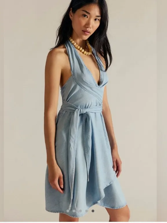 NWT Free People Light Blue A-Line Denim convertible skirt, size Xs - Image 5