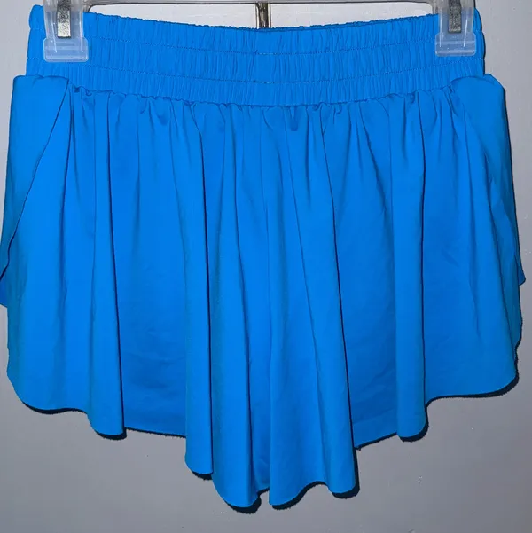 Boutique Bright Blue Flowy 2-in-1 Athletic Butterfly Running Shorts - Image 3
