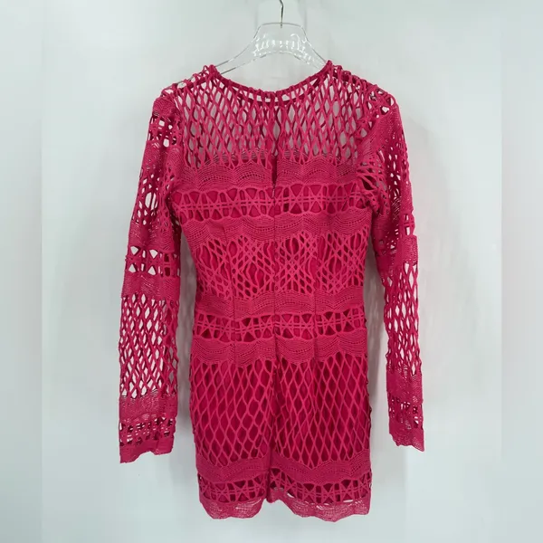 Anthropologie Endless Rose LONG SLEEVE CROCHET MINI‎ DRESS size large NWT - Image 4