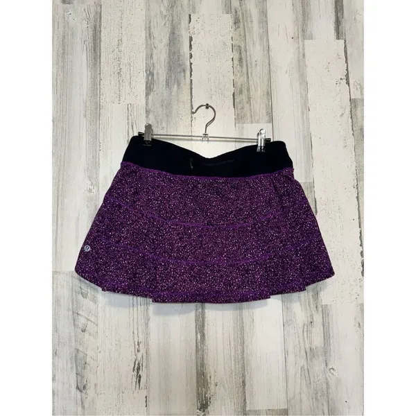 Lululemon Purple Speckled Athletic Skort Size 6 Built-In Shorts Zipper Pocket - Image 4