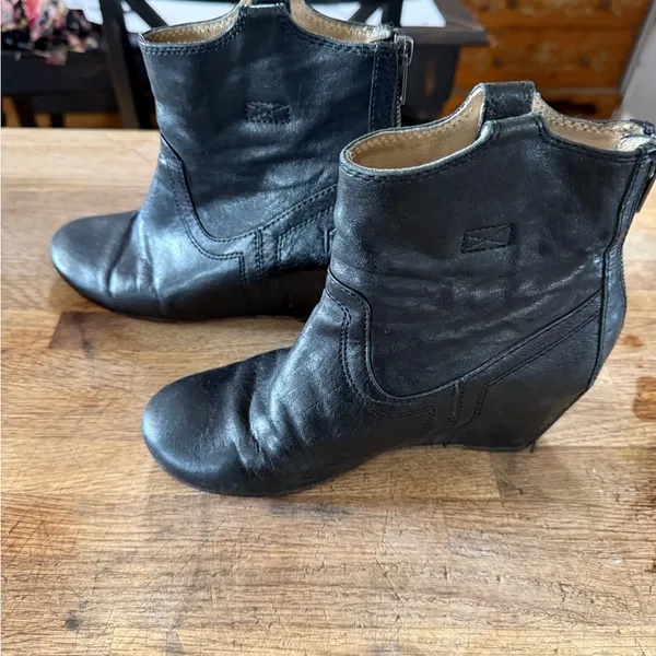 Frye Black Leather Ankle Booties - Image 2