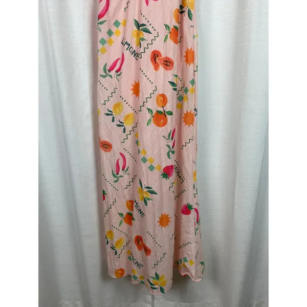 Petal&Pup Pink Fruit Print Frutti Tutti Maxi Slip Dress Sz.XL - Image 7