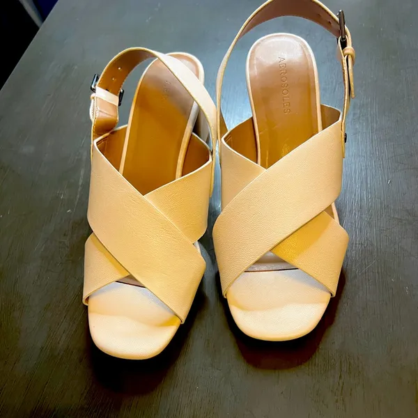 AEROSOLES Cream Slingback Sandals with Block Heel - Image 2