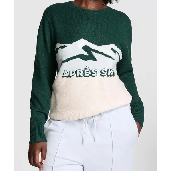 Victoria's Secret PINK Apres Ski Mountain Graphic Crewneck Sweater Green XS NWT - Image 3