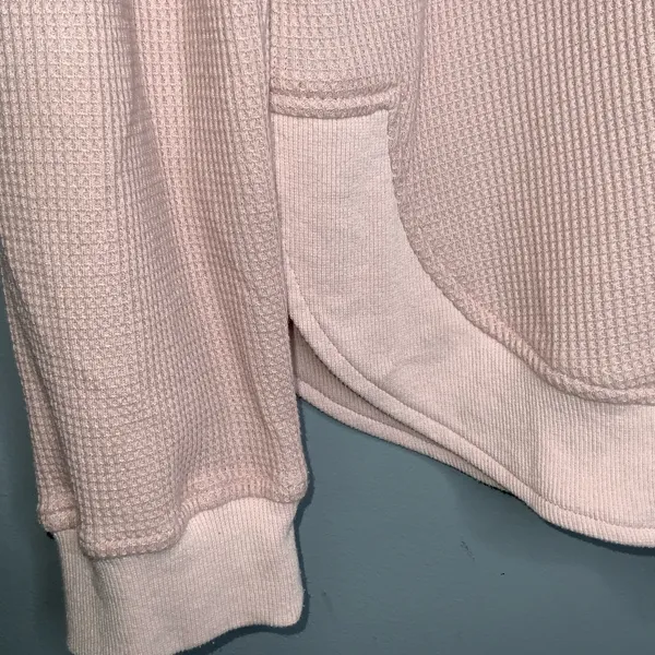Blush Pink Long Sleeve Waffle Knit Crewneck Pullover Tunic XL - Image 5