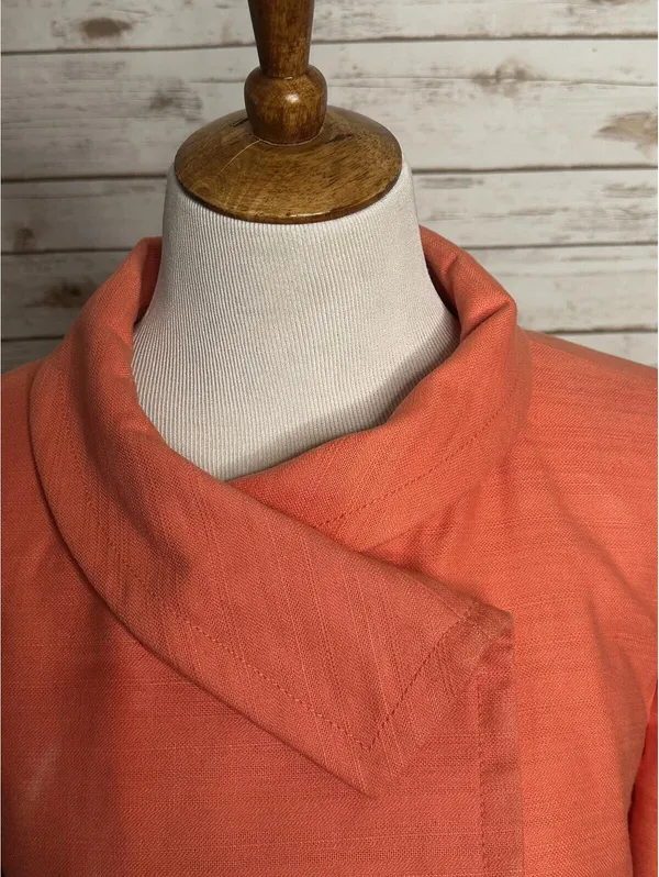 J.Crew coral linen-cotton textured structured collar cropped jacket Size 10 - Image 2