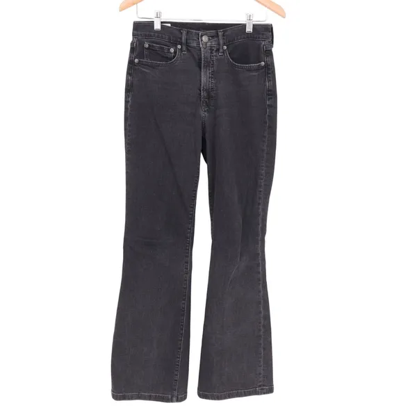 Gap Flare Jeans Womens 28/6 Charcoal Gray Denim Cotton Stretch Pockets High Rise - Image 2