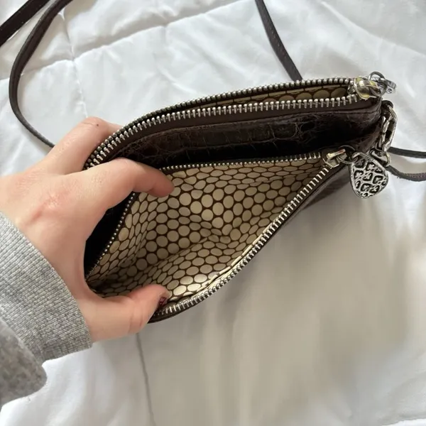 Vintage 90s Y2K Brighton Brown Leather Reptile Print Shoulder Bag‎ Hearts - Image 10