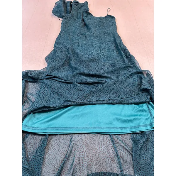 NWT Floret Studios | One Shoulder‎ Tiered High-Low Dress Green | Women's Size M - Image 5