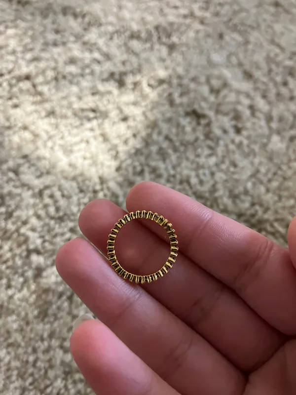 Gold Antique Vintage Textured Stackable V Ring - Image 3