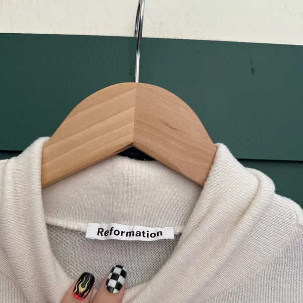 Reformation Aspen Knit Long Sleeve Turtleneck Sweater Dress Cream - Image 6