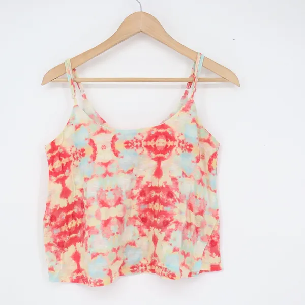Liberty Love Pink Yellow Blue Tie Dye Cami Tank Top Adjustable Straps Size M - Image 2