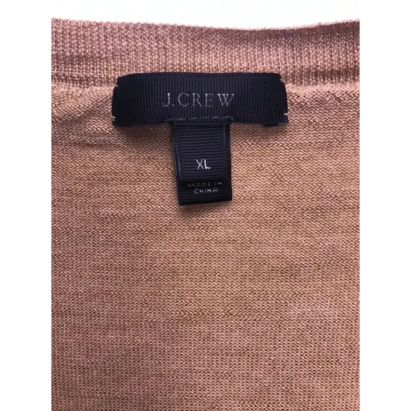 J.Crew V-Neck Sweater Women XL Brown Merino Wool‎ Oversized Pullover Classic - Image 7