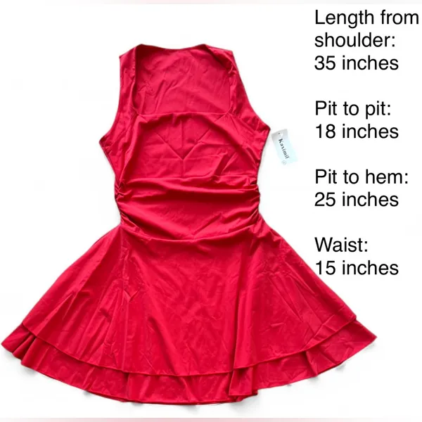 Kaximil Red Sleeveless Cowl Neck Ruched Bodycon Dress - Size XL - Image 3